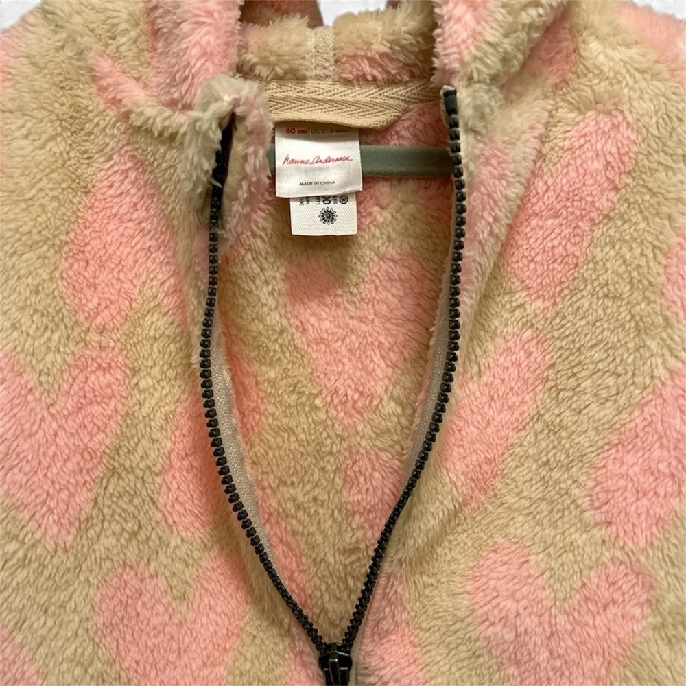 Hanna Andersson Hearts Baby Marshmallow Fleece Jacket size 3-6 months - Picture 5 of 7